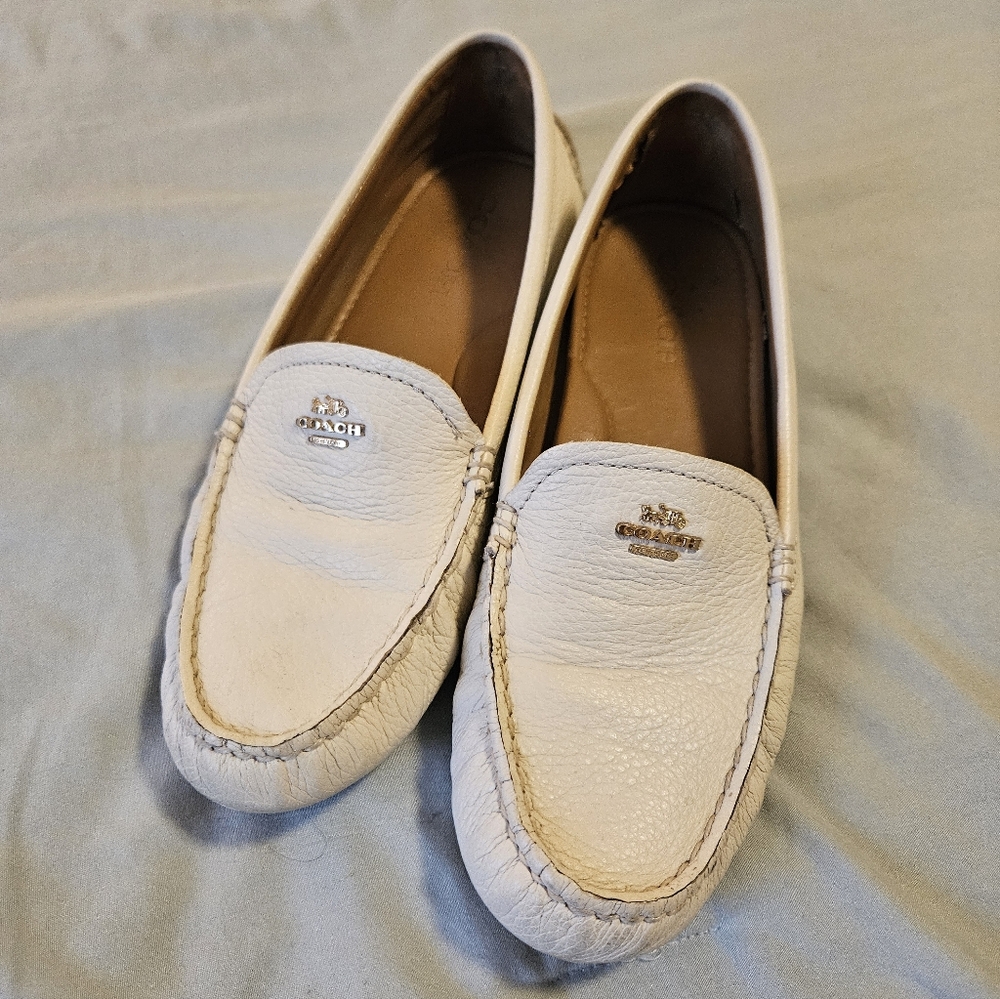 Coach Women's Cream Leather Loafers